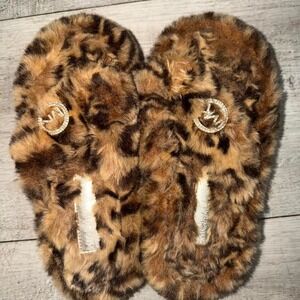 Michael Kors Jet Set Women's Slippers Fur‎ Brown Leopard Slide women size 7